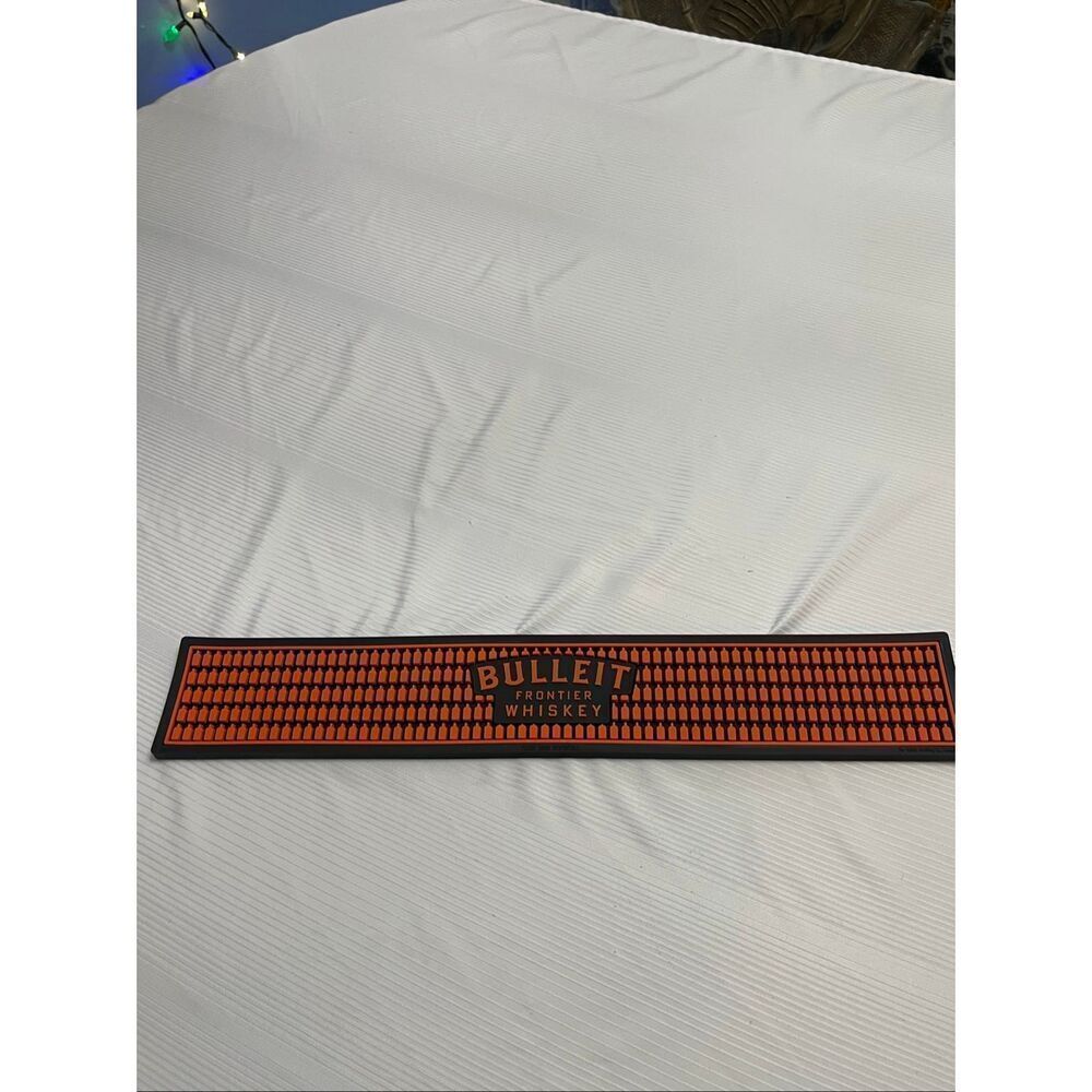 Bulleit Bourbon Whiskey BEER SPILL RAIL BAR MAT 3 1/2" X 21 restaurant bar mat